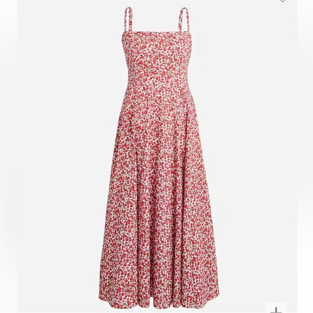 Jcrew seamed flare midi dress in Liberty® Eliza's Red fabric